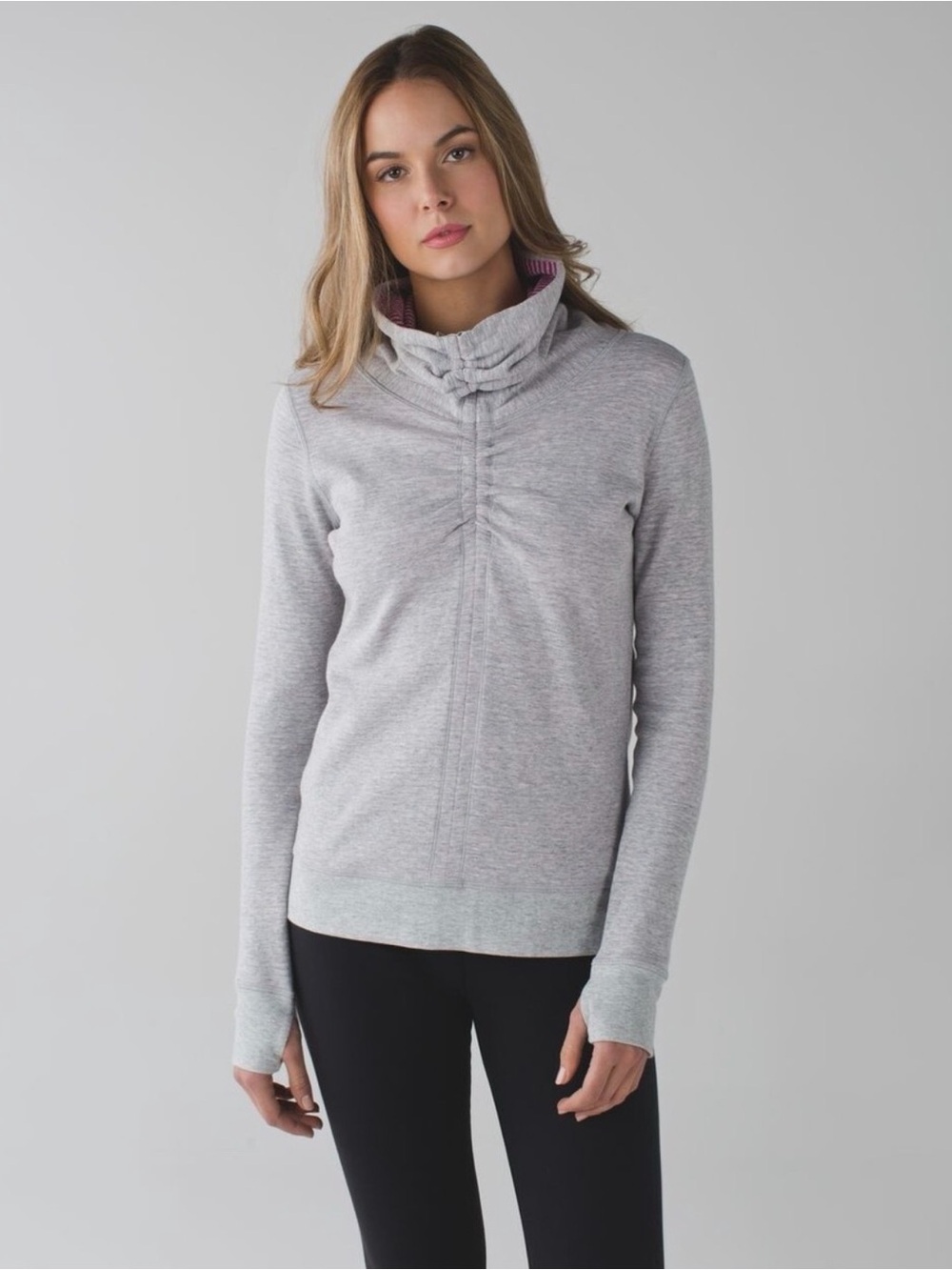 Lululemon Women’s Cinch Long Sleeve Pullover Gray Pink Striped Reversible Sz 6
